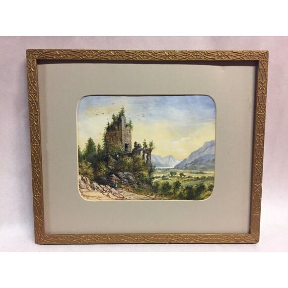 Original STEPHANIE BIRDSALL Watercolor Landscape in Plein Air Switzerland